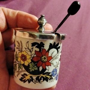 Vintage Royal Norfolk Staffordshire Mustard Pot with Spoon